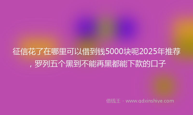 征信花了在哪里可以借到钱5000块呢2025年推荐，罗列五个黑到不能再黑都能下款的口子
