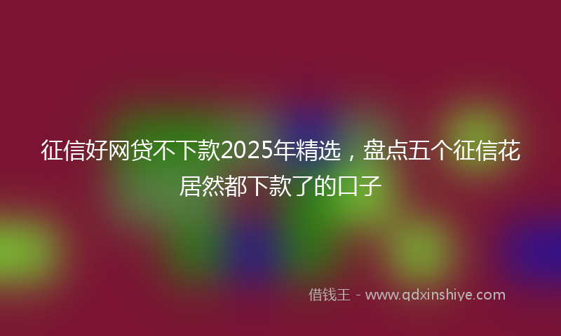 征信好网贷不下款2025年精选，盘点五个征信花居然都下款了的口子