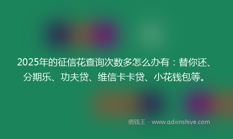2025年的征信花查询次数多怎么办有：替你还、分期乐、功夫贷、维信卡卡贷、小花钱包等。
