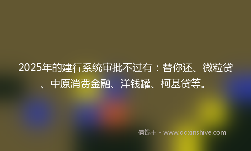 2025年的建行系统审批不过有：替你还、微粒贷、中原消费金融、洋钱罐、柯基贷等。