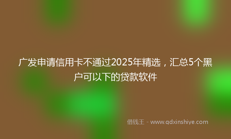 广发申请信用卡不通过2025年精选，汇总5个黑户可以下的贷款软件