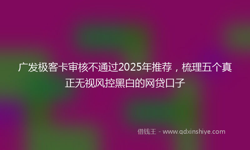 广发极客卡审核不通过2025年推荐，梳理五个真正无视风控黑白的网贷口子