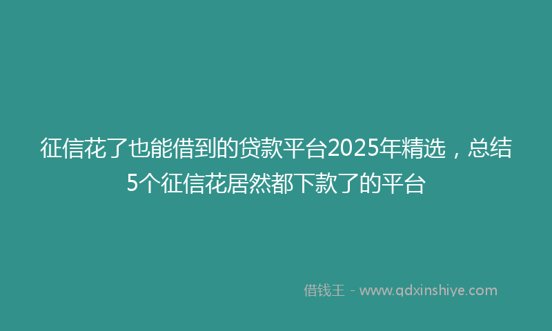 征信花了也能借到的贷款平台2025年精选，总结5个征信花居然都下款了的平台