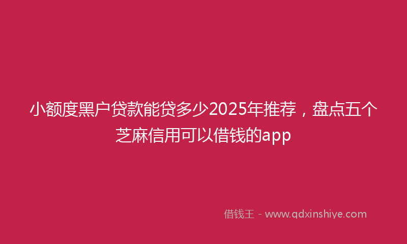 小额度黑户贷款能贷多少2025年推荐，盘点五个芝麻信用可以借钱的app