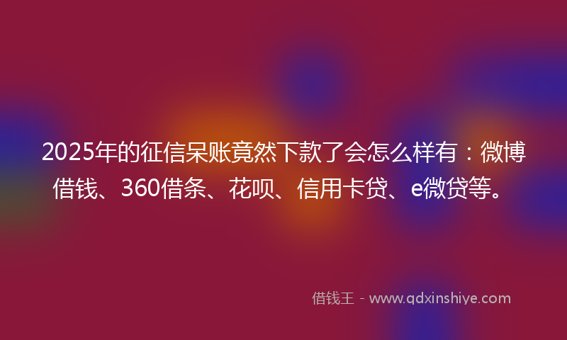 2025年的征信呆账竟然下款了会怎么样有：微博借钱、360借条、花呗、信用卡贷、e微贷等。