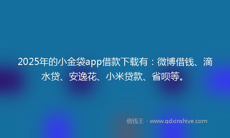 2025年的小金袋app借款下载有：微博借钱、滴水贷、安逸花、小米贷款、省呗等。