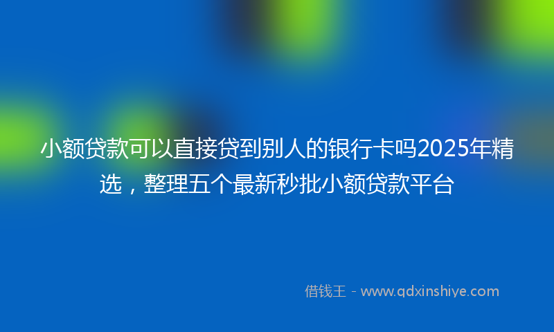 小额贷款可以直接贷到别人的银行卡吗2025年精选，整理五个最新秒批小额贷款平台