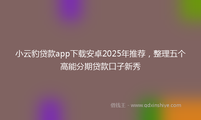 小云豹贷款app下载安卓2025年推荐，整理五个高能分期贷款口子新秀