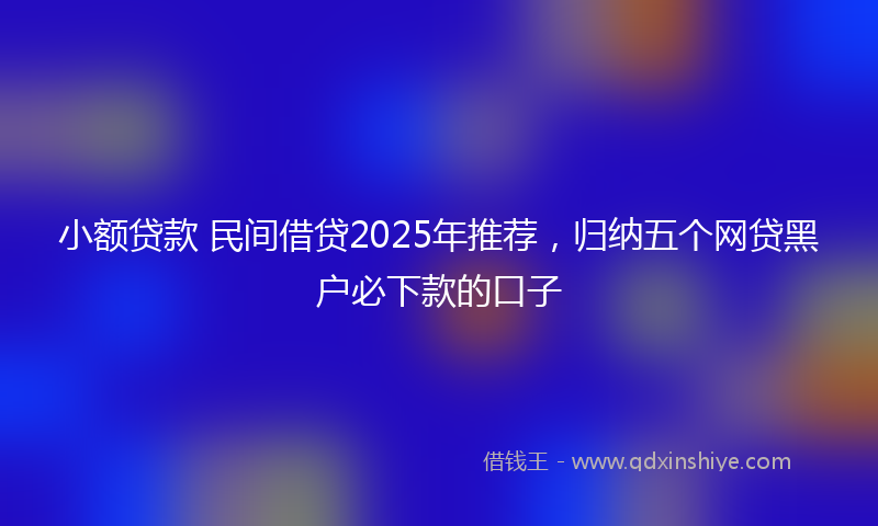小额贷款 民间借贷2025年推荐，归纳五个网贷黑户必下款的口子