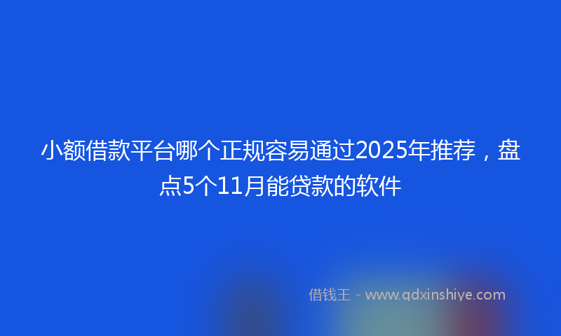 小额借款平台哪个正规容易通过2025年推荐，盘点5个11月能贷款的软件