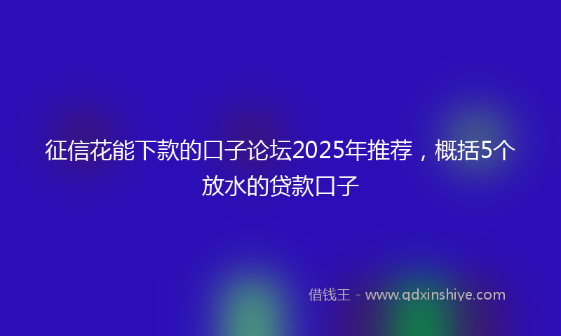 征信花能下款的口子论坛2025年推荐，概括5个放水的贷款口子