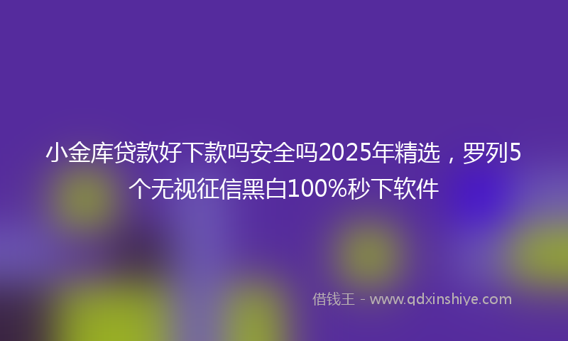小金库贷款好下款吗安全吗2025年精选，罗列5个无视征信黑白100%秒下软件