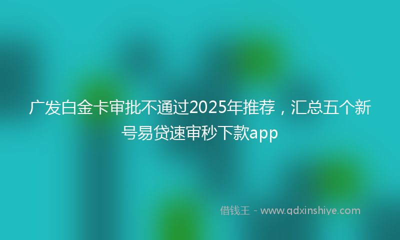 广发白金卡审批不通过2025年推荐，汇总五个新号易贷速审秒下款app