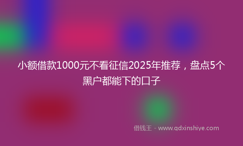 小额借款1000元不看征信2025年推荐，盘点5个黑户都能下的口子