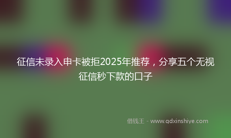 征信未录入申卡被拒2025年推荐，分享五个无视征信秒下款的口子