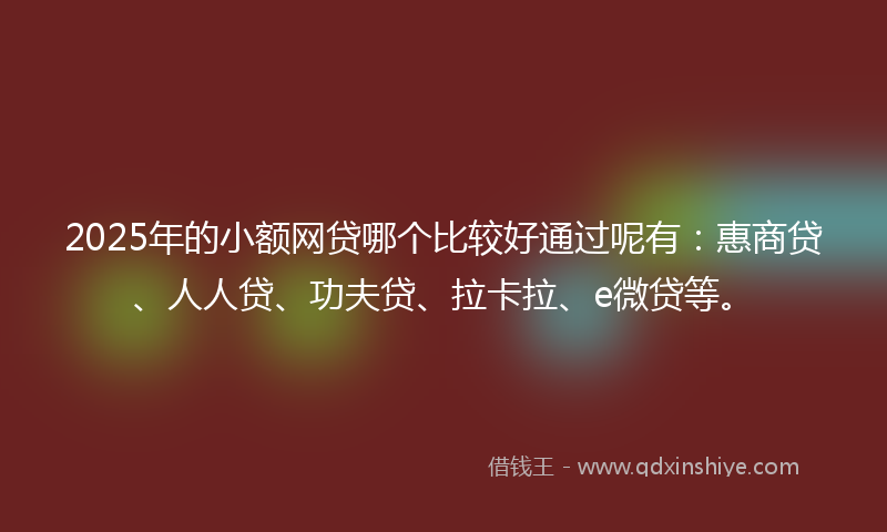 2025年的小额网贷哪个比较好通过呢有：惠商贷、人人贷、功夫贷、拉卡拉、e微贷等。