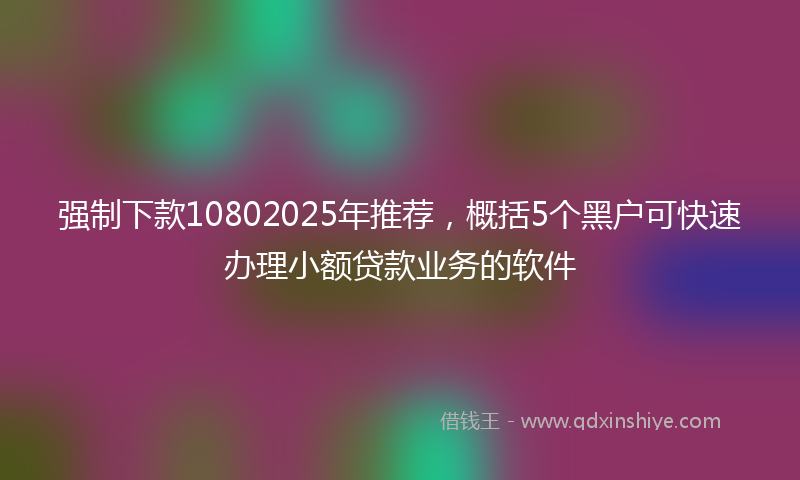 强制下款10802025年推荐，概括5个黑户可快速办理小额贷款业务的软件