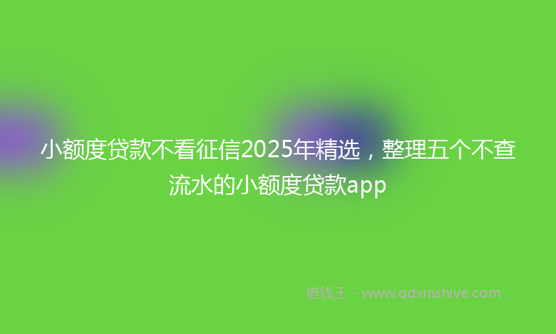 小额度贷款不看征信2025年精选，整理五个不查流水的小额度贷款app