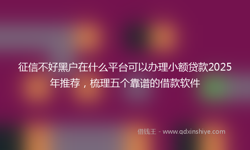 征信不好黑户在什么平台可以办理小额贷款2025年推荐，梳理五个靠谱的借款软件