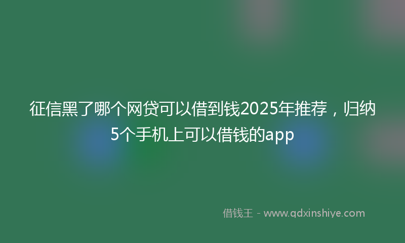 征信黑了哪个网贷可以借到钱2025年推荐，归纳5个手机上可以借钱的app