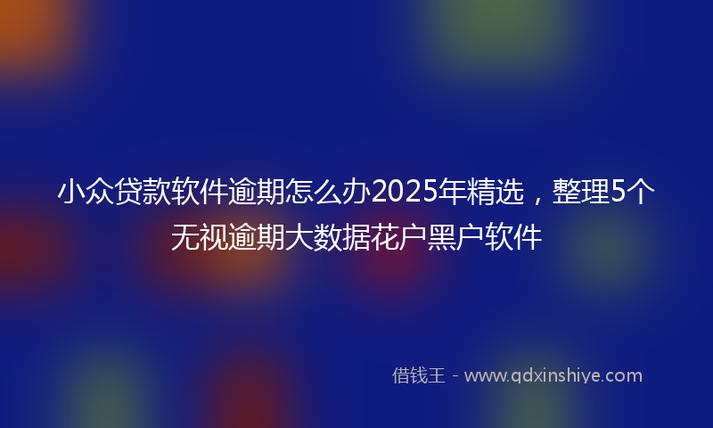 小众贷款软件逾期怎么办2025年精选，整理5个无视逾期大数据花户黑户软件