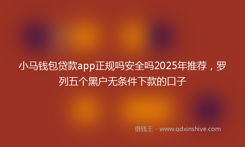 小马钱包贷款app正规吗安全吗2025年推荐，罗列五个黑户无条件下款的口子