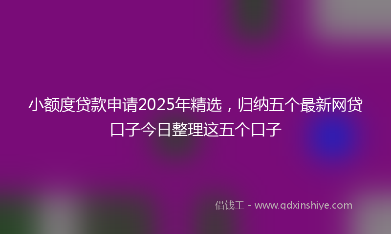 小额度贷款申请2025年精选，归纳五个最新网贷口子今日整理这五个口子