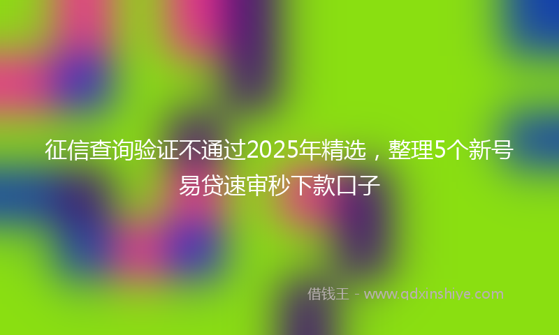征信查询验证不通过2025年精选，整理5个新号易贷速审秒下款口子
