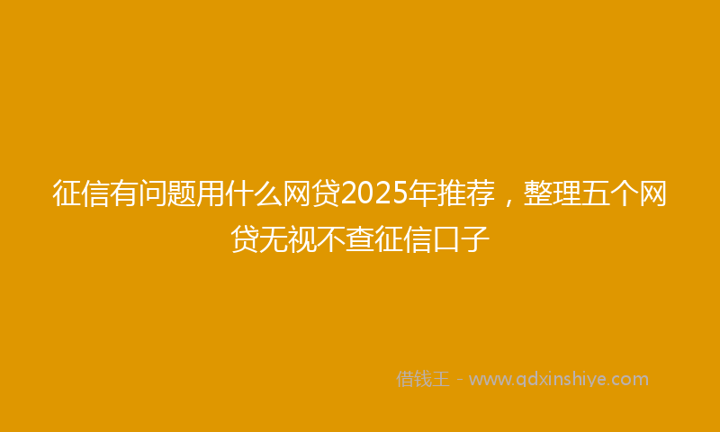 征信有问题用什么网贷2025年推荐，整理五个网贷无视不查征信口子