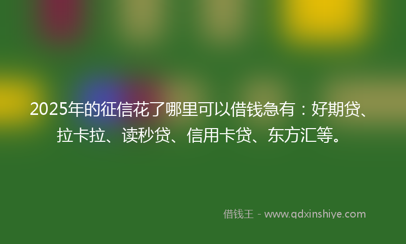 2025年的征信花了哪里可以借钱急有：好期贷、拉卡拉、读秒贷、信用卡贷、东方汇等。