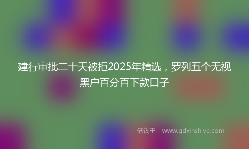 建行审批二十天被拒2025年精选，罗列五个无视黑户百分百下款口子