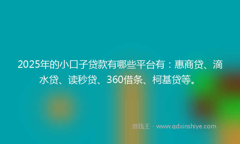 2025年的小口子贷款有哪些平台有：惠商贷、滴水贷、读秒贷、360借条、柯基贷等。