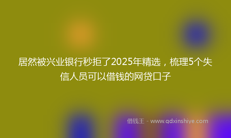 居然被兴业银行秒拒了2025年精选，梳理5个失信人员可以借钱的网贷口子
