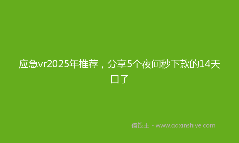 应急vr2025年推荐，分享5个夜间秒下款的14天口子