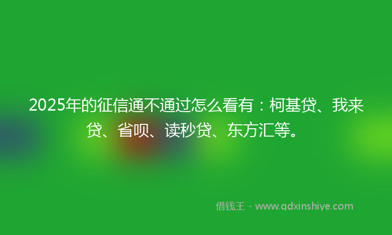 2025年的征信通不通过怎么看有：柯基贷、我来贷、省呗、读秒贷、东方汇等。