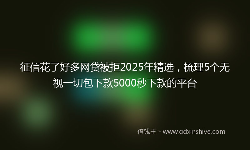 征信花了好多网贷被拒2025年精选，梳理5个无视一切包下款5000秒下款的平台