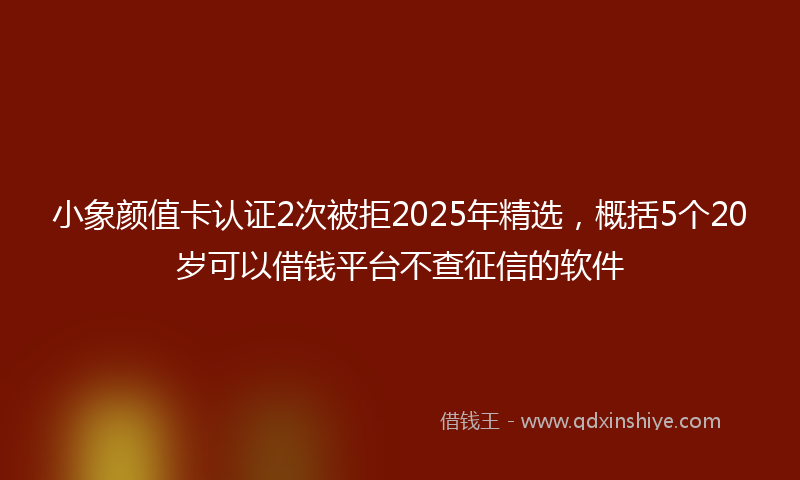 小象颜值卡认证2次被拒2025年精选，概括5个20岁可以借钱平台不查征信的软件