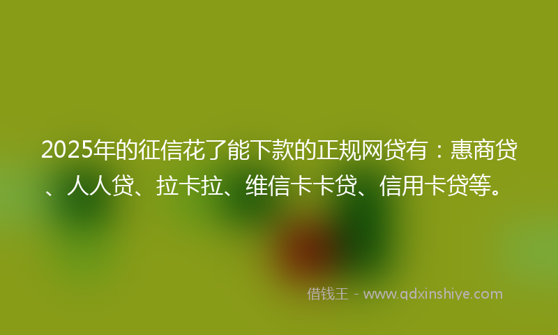 2025年的征信花了能下款的正规网贷有：惠商贷、人人贷、拉卡拉、维信卡卡贷、信用卡贷等。