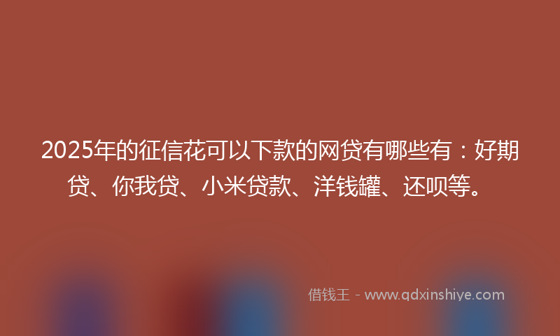 2025年的征信花可以下款的网贷有哪些有：好期贷、你我贷、小米贷款、洋钱罐、还呗等。