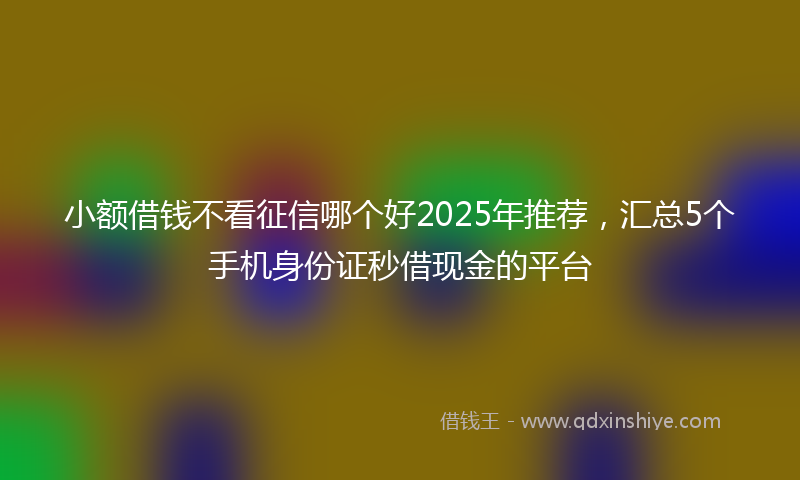 小额借钱不看征信哪个好2025年推荐，汇总5个手机身份证秒借现金的平台