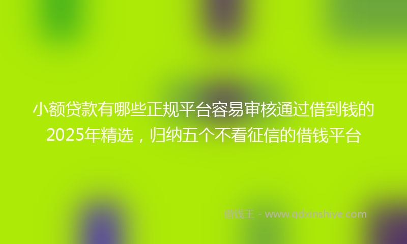 小额贷款有哪些正规平台容易审核通过借到钱的2025年精选，归纳五个不看征信的借钱平台