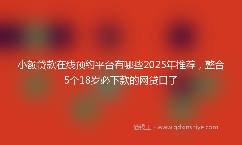 小额贷款在线预约平台有哪些2025年推荐，整合5个18岁必下款的网贷口子