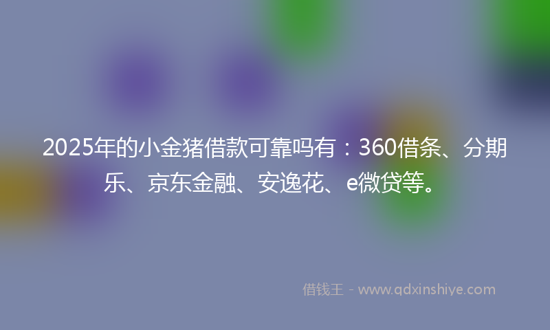 2025年的小金猪借款可靠吗有：360借条、分期乐、京东金融、安逸花、e微贷等。