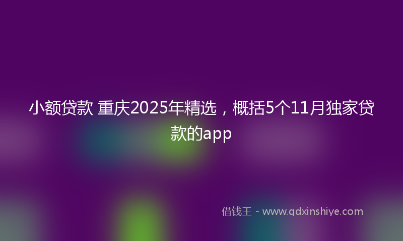 小额贷款 重庆2025年精选，概括5个11月独家贷款的app
