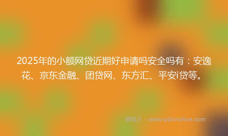 2025年的小额网贷近期好申请吗安全吗有：安逸花、京东金融、团贷网、东方汇、平安i贷等。