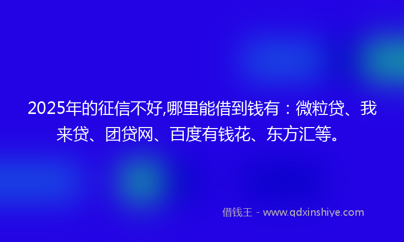 2025年的征信不好,哪里能借到钱有：微粒贷、我来贷、团贷网、百度有钱花、东方汇等。