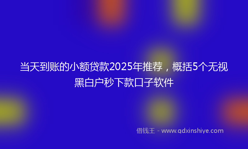 当天到账的小额贷款2025年推荐，概括5个无视黑白户秒下款口子软件