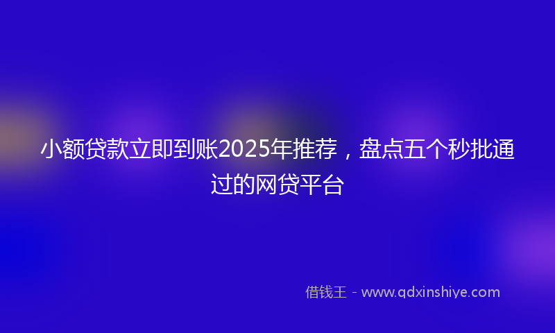 小额贷款立即到账2025年推荐，盘点五个秒批通过的网贷平台
