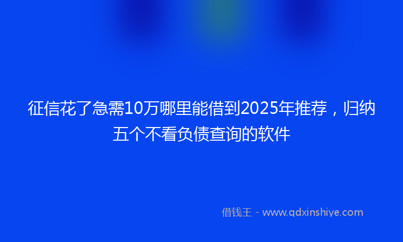 征信花了急需10万哪里能借到2025年推荐，归纳五个不看负债查询的软件