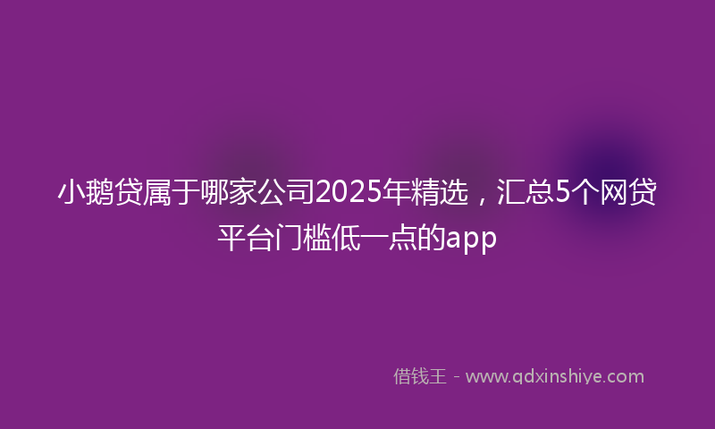 小鹅贷属于哪家公司2025年精选，汇总5个网贷平台门槛低一点的app